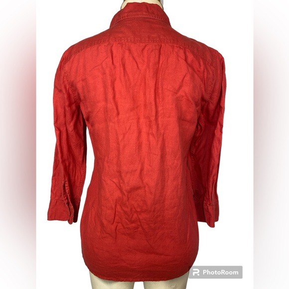 Lauren Ralph Lauren Exclusive Long Sleeve BU 100% Linen Blouse Women’s Small - Picture 2 of 3